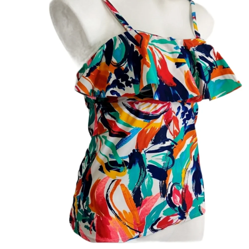 Catalina Abstract Multi Color Tankini Top NWT sz M